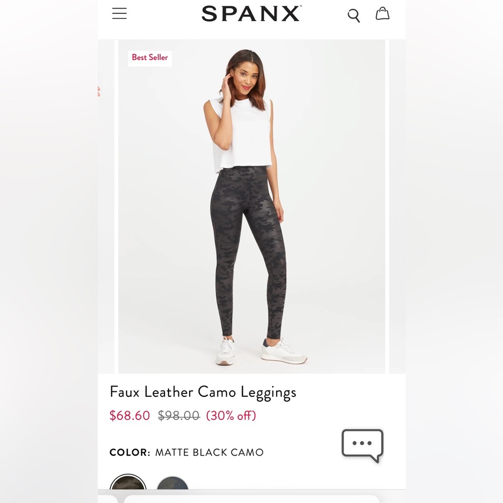 Spanx Size small petite black camo leggings worn once